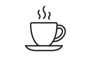 Coffee time vector line icon. Minimalist tea cup symbol for web design, app. Hot drink pictogram for cafe menu, coffee break. Espresso, cappuccino, beverage logo element.