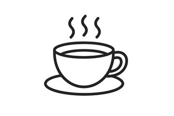 Obraz premium Coffee cup line icon. Hot drink symbol. Tea mug with steam. Minimalist outline pictogram for cafe menu or web design. Vector graphic of espresso, latte, cappuccino beverage.