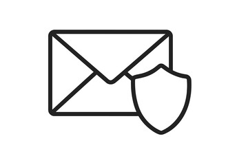 Email protection line icon. Secure message, mail security concept. Spam filter, data privacy symbol. Antivirus shield for correspondence. Cybersecurity, internet safety vector.