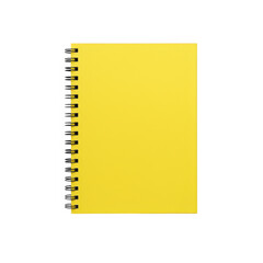 Yellow spiral notebook page isolated on transparent background