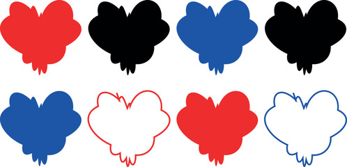 Vibrant Pencil Sketch of a Zigzag Pattern Heart in Bright Colours, Transparent Isolated Vector Graphic Featuring Varieties of Heart Styles and Designs