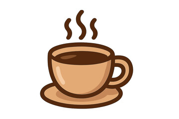 Obraz premium Hot coffee cup vector icon. Simple cartoon illustration of a steaming mug. Concept for cafe, espresso, latte, beverage, morning, break. Minimalist graphic symbol for app.