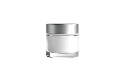 Minimalist glass cosmetic jar isolated on transparent background