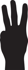 Three fingers up hand gesture silhouette