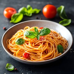 Ein Teller mit leckeren Spaghetti 
