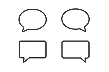 Fototapeta premium Speech bubble icon set. Chat bubble, message, and dialogue symbols. Vector outline illustration for communication, social media, web design, apps. Minimalist comment talk balloon.