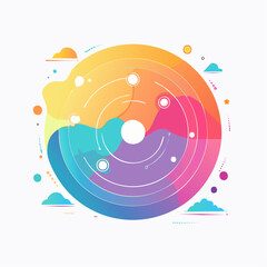 Fototapeta premium Abstract Colorful Circular Design with Pastel Hues and Wavy Lines