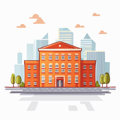 Orange Brick Building Cityscape Illustration