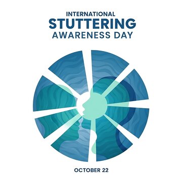 International Stuttering Awareness Day Image with Face Profiles and October 22 Date Announcement