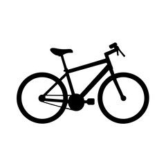 Minimalist black bicycle silhouette on a plain white background