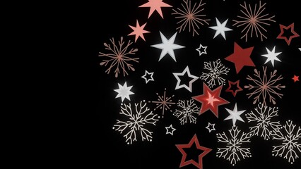 Festive background with red and white stars and snowflakes. Perfect for Christmas, winter, or holiday designs.