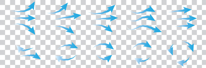 Set of blue arrows showing cold air conditioner direction. 