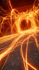 sparks flying in all directions with glowing energy effect