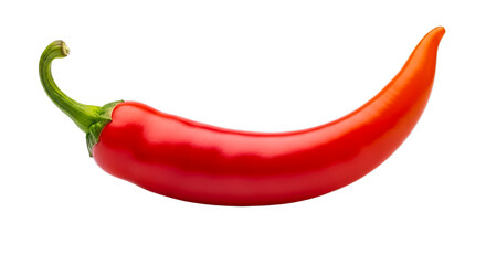 Bright crimson hot pepper, fresh and glossy, offering an intense spice sensation, captured in a clean studio shot for culinary and health-related content