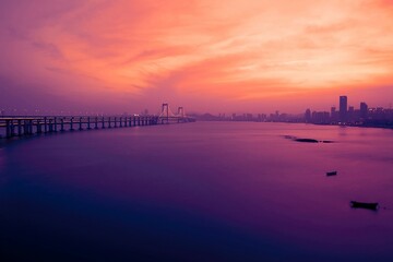 Fototapeta premium sunset over the river