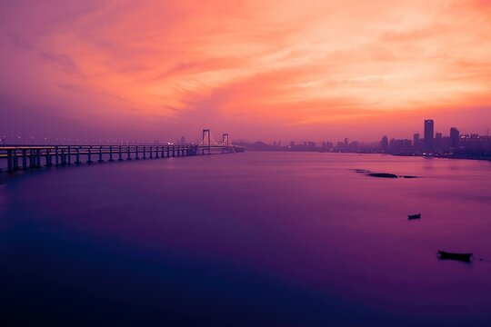 sunset over the river