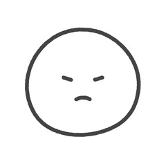 不機嫌な表情の手書きの黒い絵文字アイコン - シンプルでかわいいムッと怒っている顔のイラスト素材