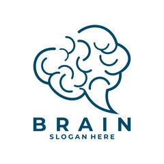 Brain icon logo design. Brain line art logo vector