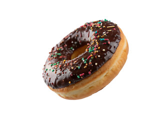 chocolate donut isolated on transparent background. chocolate glazed donut png