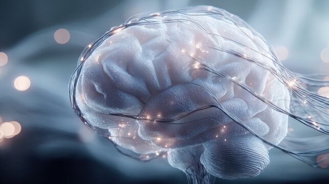 Human Brain Neural Network Concept with Abstract Connections Representing Intelligence and Mental Activity