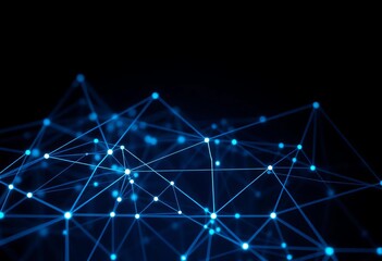 Abstract network nodes and lines on dark background, statistics, digital