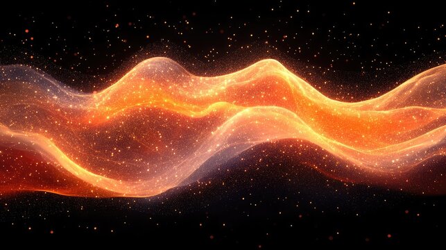 Abstract orange waves against a starry night sky - Powered by Adobe