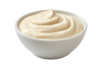 A white bowl filled with a creamy substance on a isolated on transparent background