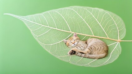 cat on a leaf AI Generated