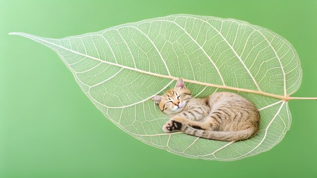 cat on a leaf AI Generated - Powered by Adobe