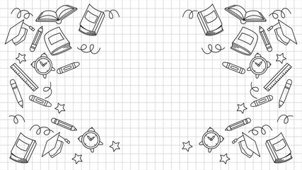  Hand drawn back to school doodle element background animated - Powered by Adobe