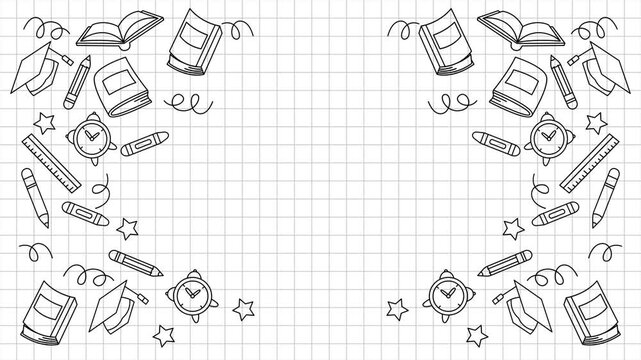  Hand drawn back to school doodle element background animated
