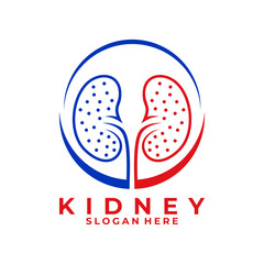 Modern Kidney dot and line art logo design vector template
