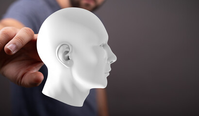 Abstract image of a human head, representing mind, thought, idea, innovation, and future technology.