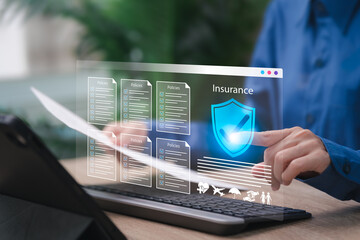 Insurance Policy Terms, Online Verification Concept, Female Insurance Officer Checking, Approving...