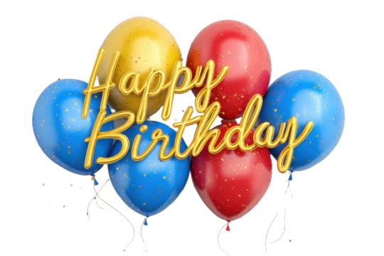 Happy birthday party greeting balloons PNG