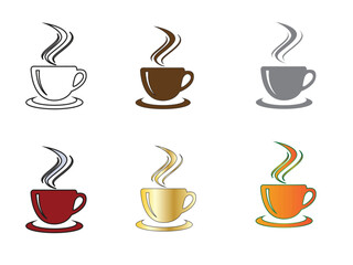 Coffee Cup Colorful Icon Set. Vector Illustrator 