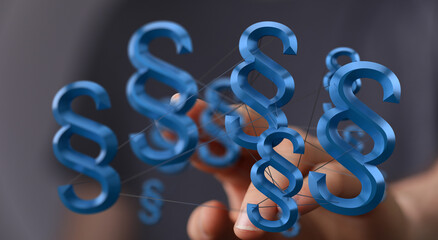 3D rendering of interconnected paragraph symbols.  Perfect for legal, law, and justice concepts.