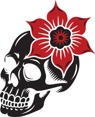 Vector image of a flower with a skeleton head