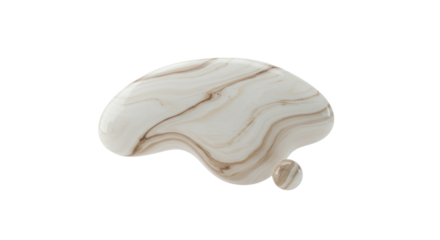 An elegantly rendered abstract brain model crafted from luxurious white and brown veined marble, symbolizing sophisticated thought and creative intelligence.