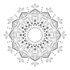 Minimalist Black and White Mandala with Heart Motifs