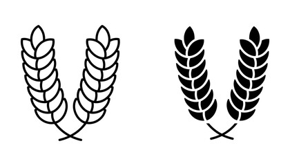 Farm wheat ears Icon set .Symbol isolated white background. vector illustration. color editable.