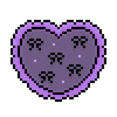 ピクセルアートなダークカラーリボンフリルハートアイコン❤︎PNG