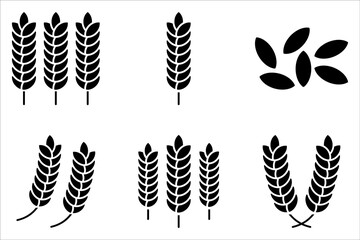 Farm wheat ears Icon set .Symbol isolated white background. vector illustration. color editable.