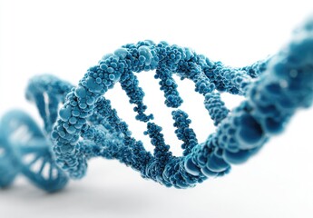 3D illustration of DNA helix,  with teal bubbles