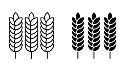 Farm wheat ears Icon set .Symbol isolated white background. vector illustration. color editable.