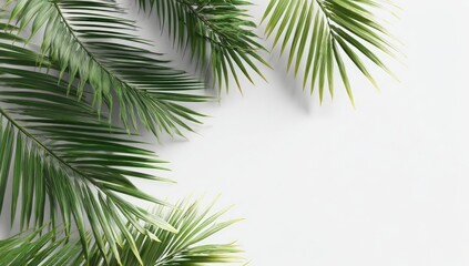 Naklejka premium Palm fronds frame a white background