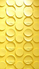 Yellow circles with embossed waves,  repeating pattern