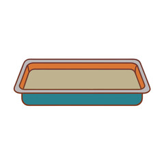 Simple cartoon illustration of a rectangular cat litter box with sand