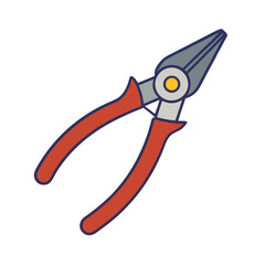 Illustration of a pair of red handled pliers on a transparent background