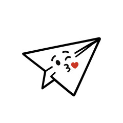 character emotion paper plane kiss vector on white background Vector icon character with emotion